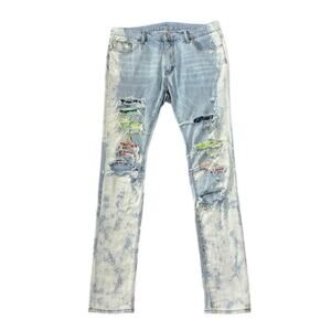 MNML Light Blue Distressed Slim Jeans